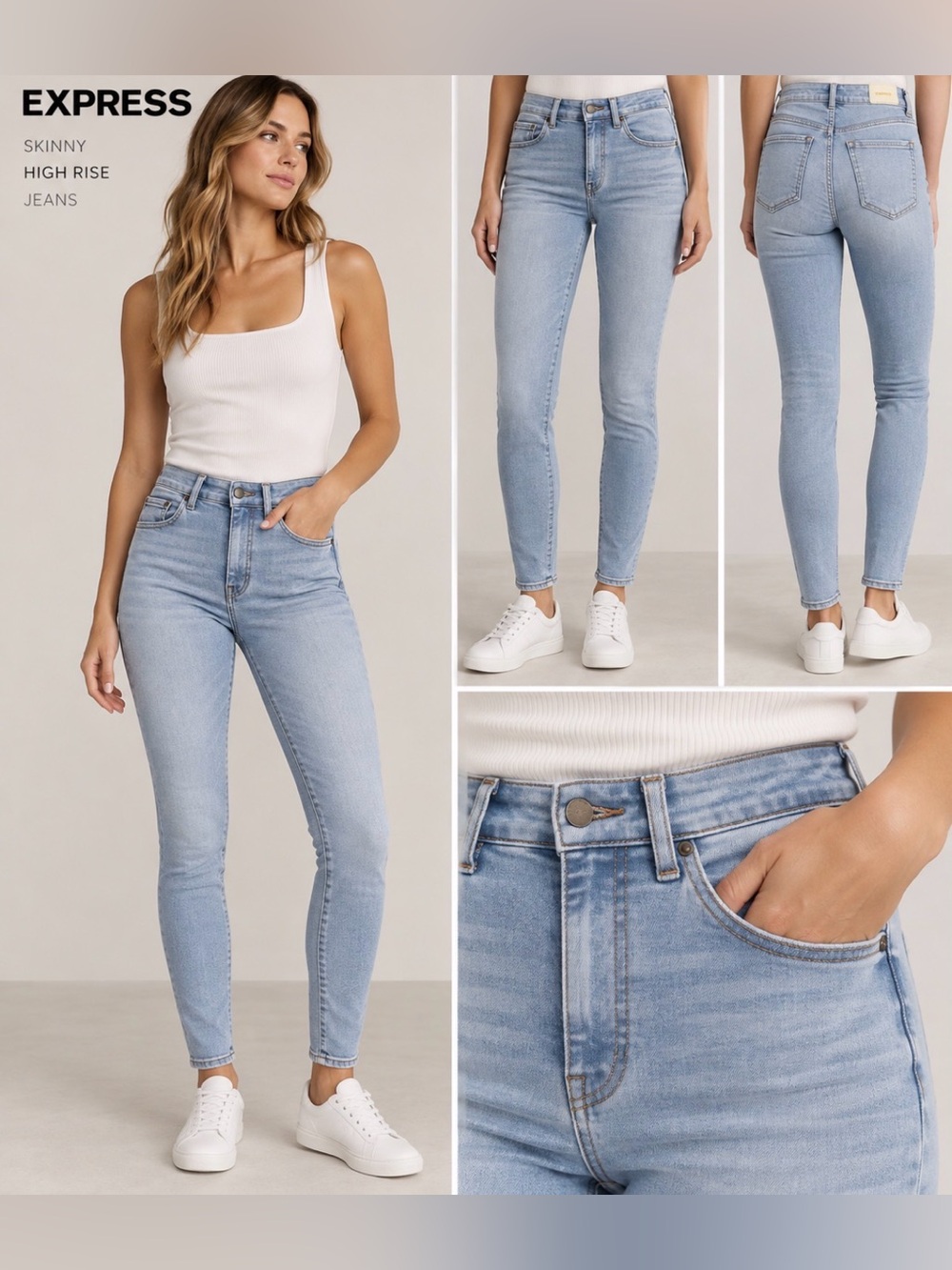 Express Skinny High Rise Super Soft Stretch Jeans Light Wash Size 2R